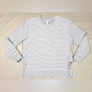 Daily Ritual Shirt Womens Size Large White Black Striped Long Sleeve